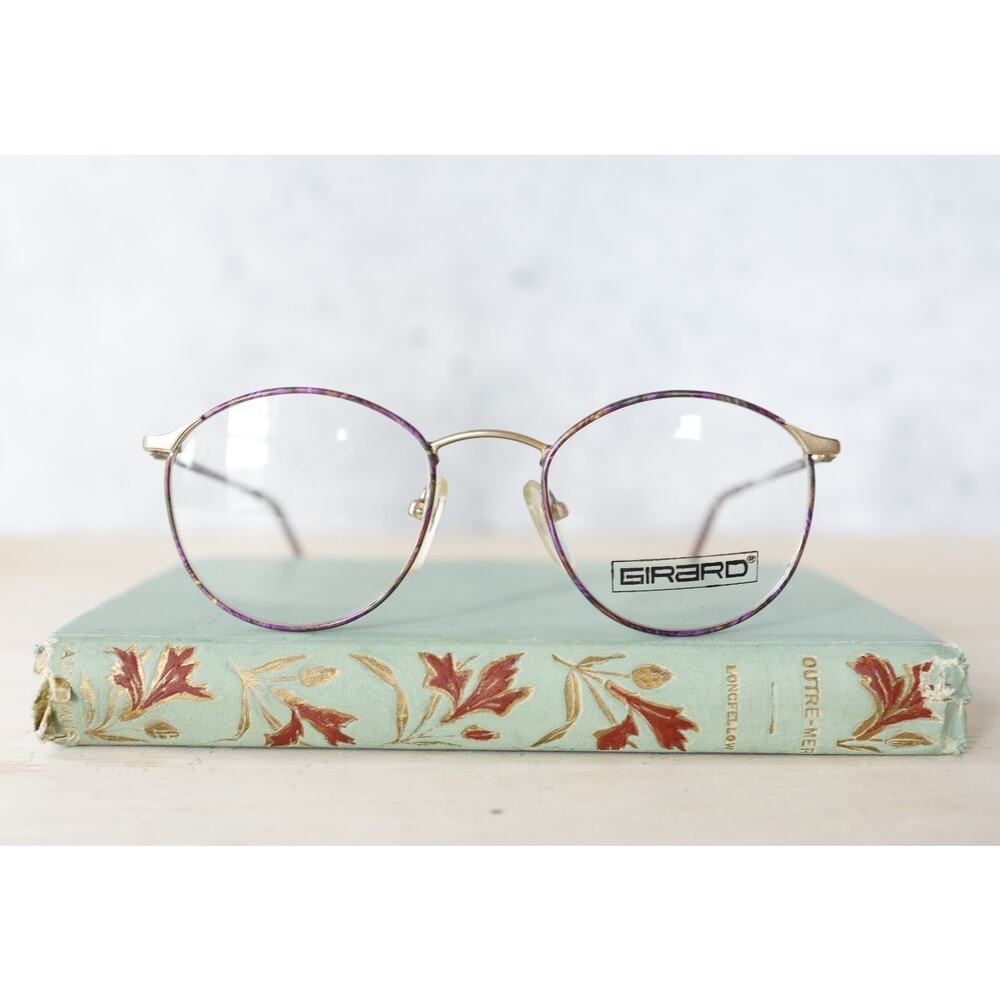 Vintage Eyeglass Frames 1990s By Girard Korea semi round Preppy Academia